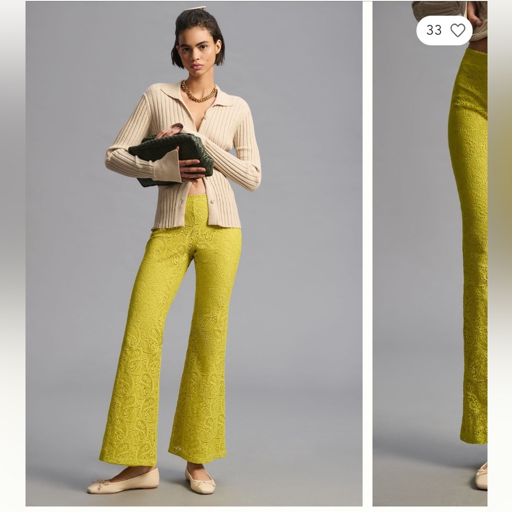 EUC Anthropologie Flared Lace Pants